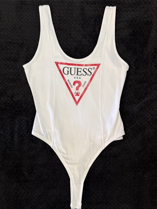 Guess Other - GUESS White Tank Logo Bodysuit with Red Triangle